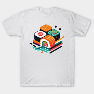 Colorful Abstract Sushi Art - Modern Japanese Cuisine T-Shirt